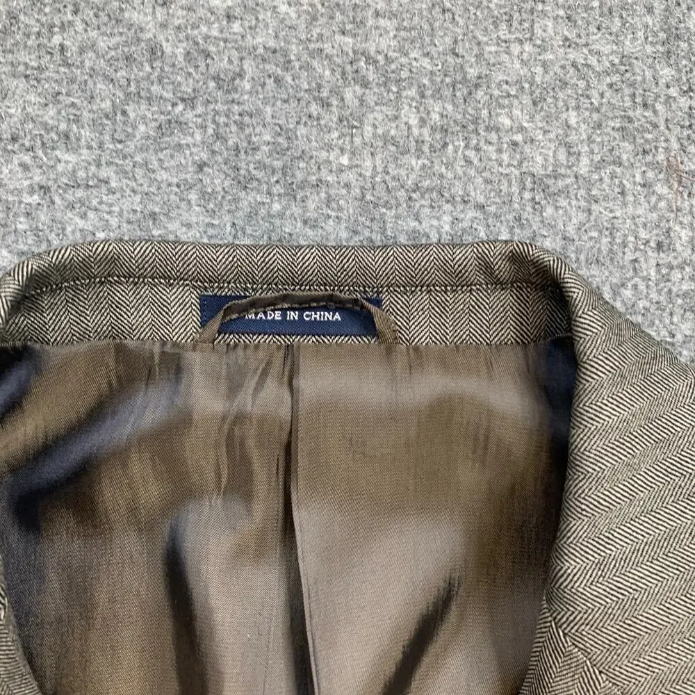 Ralph by Ralph Lauren Blazer Mens‎ 48 Black Cream Herringbone Wool 2 Button